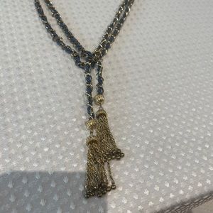 Gold-Tone Woven Blue
Twisted Tassel Lariat Necklace